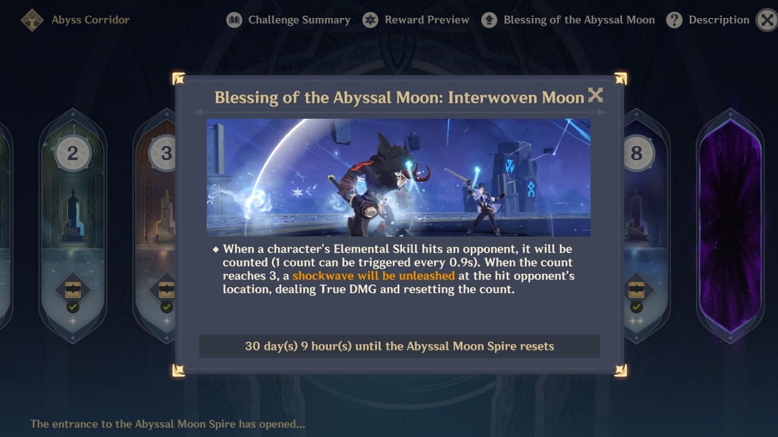 Blessing of the Abyssal Moon buffs for Spiral Abyss 5.6 (Image via HoYoverse)